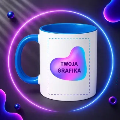 Kubek z nadrukiem 330 ml – kolorowe wnętrze i ucho | SprintShirt